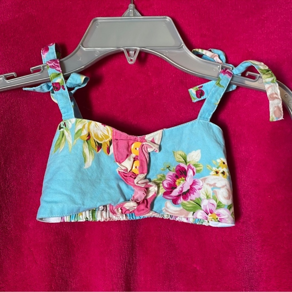 Sweethoney Floral Blue and Pink swim top